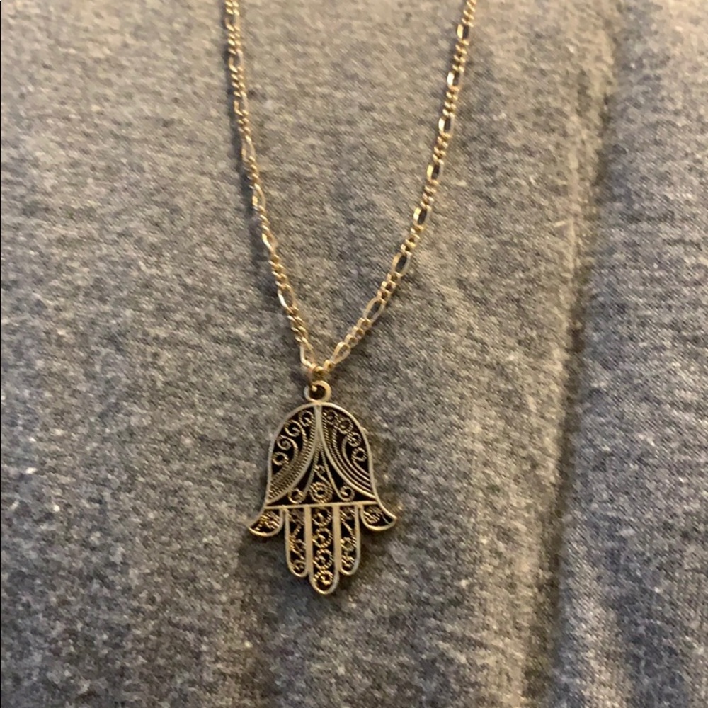 Long gold hamsa necklace